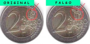 Moneda de 2  Euros falsa