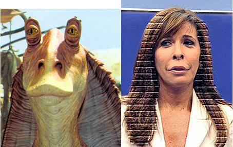 Alicia Sanchez Camacho y Jar Jar Binks