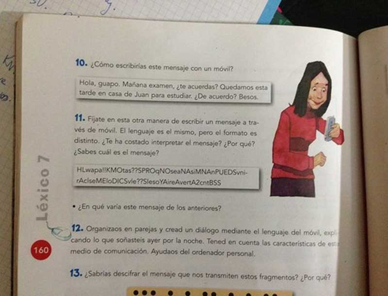 Libro de texto que enseña a traducir a lenguaje de Sms 