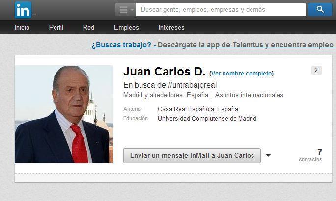 perfil Linkedin del rey Juan Carlos