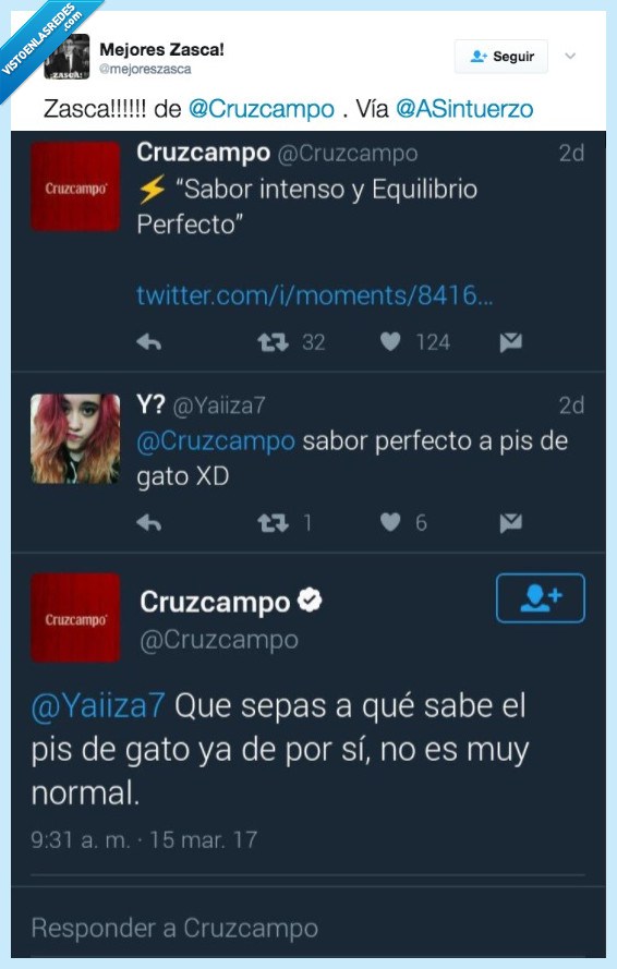 Cruzcampo zasca pis de gato