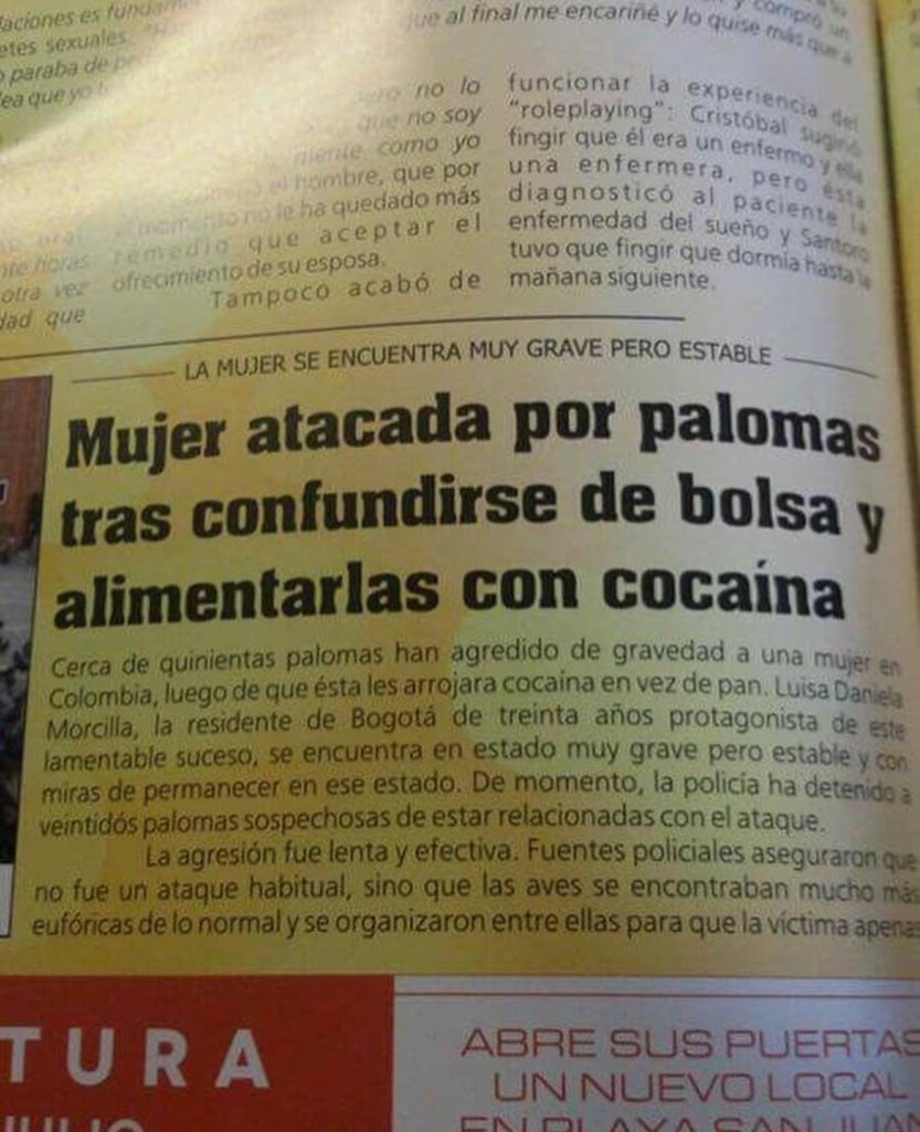 Cocaina palomas